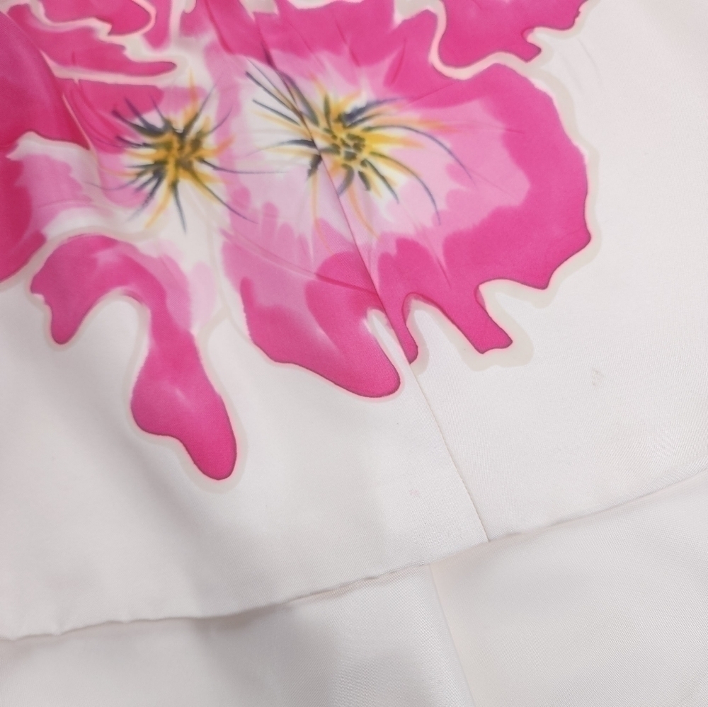 Badgley Mischka Cream Pink Floral Silk Dress Sz 8 - Picture 7 of 12